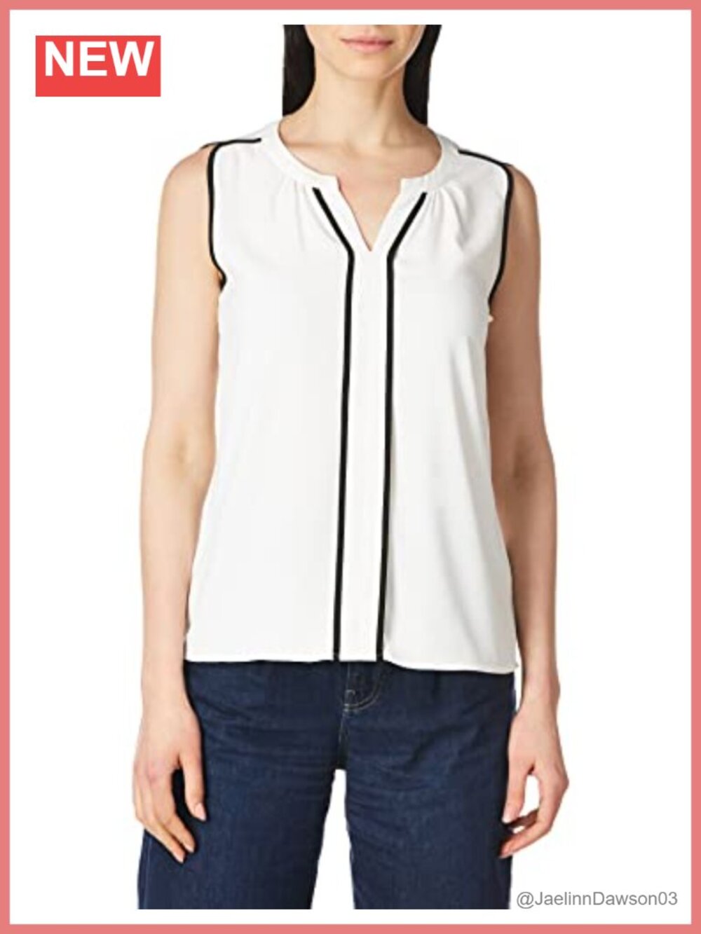 Sleeveless Splitneck Blouse Ruffle Front Low Collar Work Top